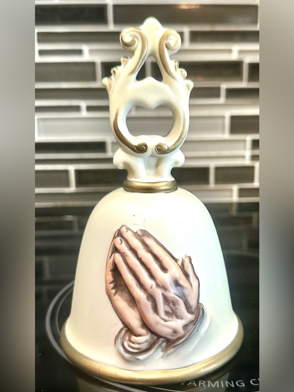 Vintage HOMCO Praying Hands 3D Bell